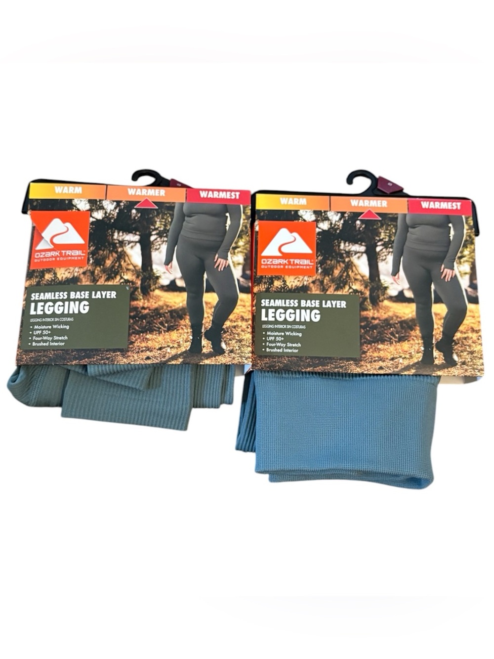 Ozark Trail - Women's Warmer Thermal Seamless Fleece 2 Leggings, Teal and Slate